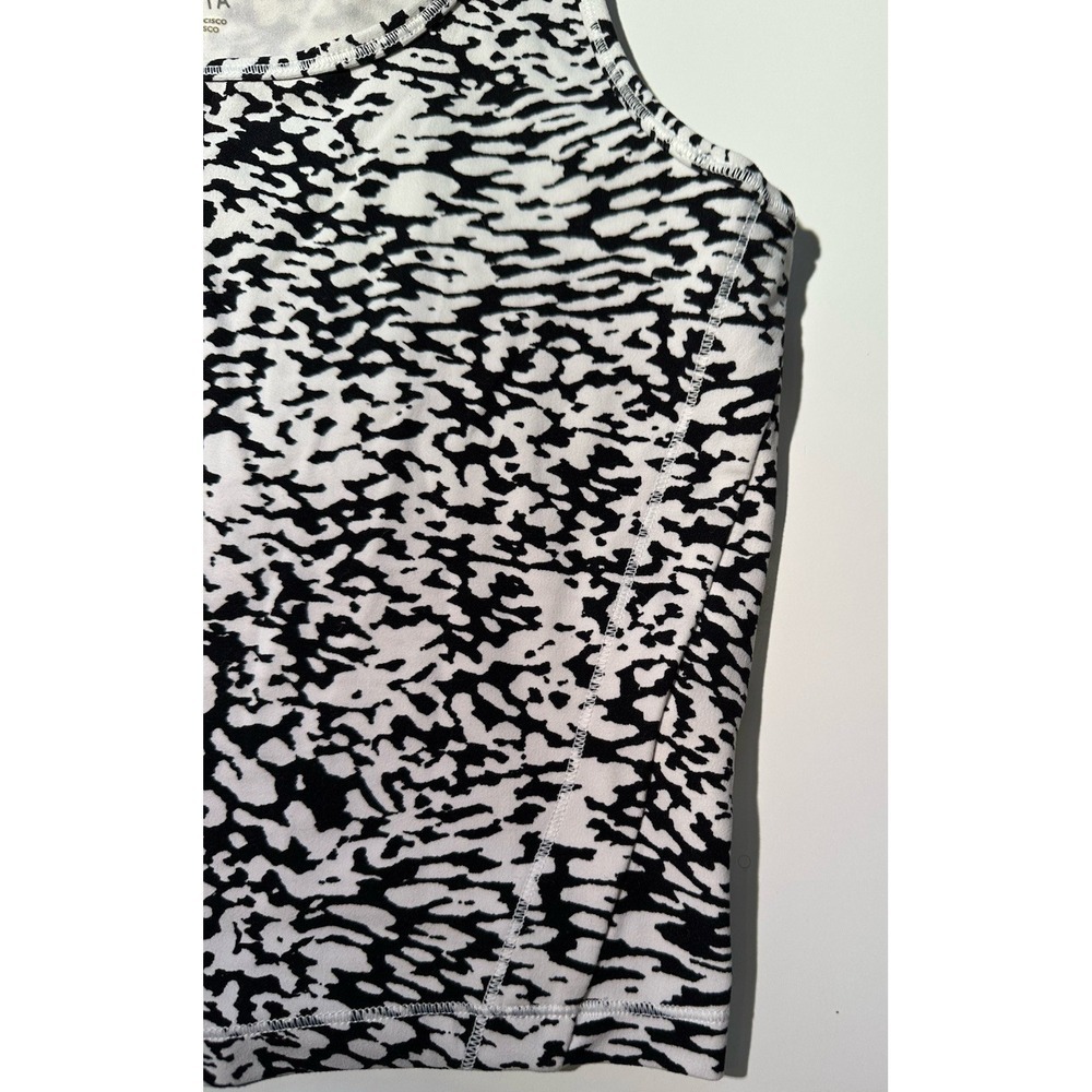 Athleta Womens Shanti Square Black And White Neck Cropped  Tank Camisole SZ M - Picture 5 of 6